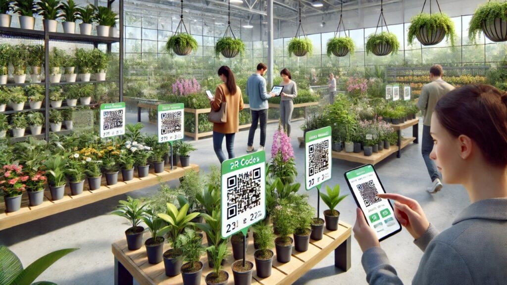 centro de jardinería con códigos qr